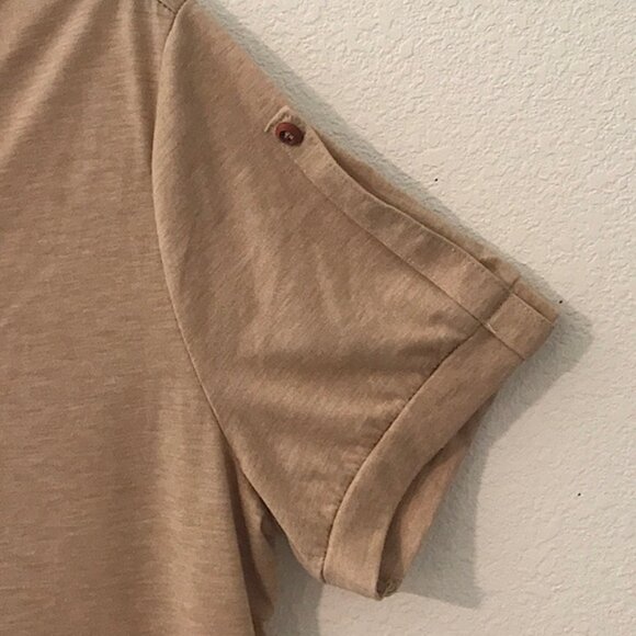 2 -  Women's Casual Crew Neck Short Sleeve Summer Blouses ( Rust and Khaki - XL) - Picture 15 of 16